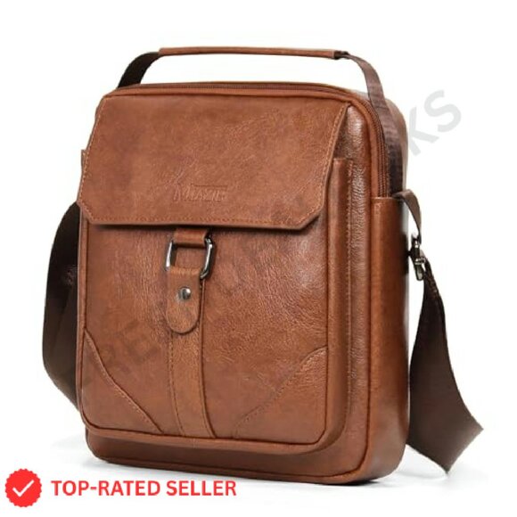 Leather Messenger Bag Crossbody Satchel Travel Business Minimal Chic - Picture 8 of 8